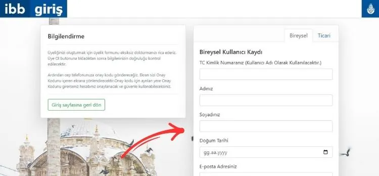 e-TUHİM bireysel kullanıcı kayıt formu