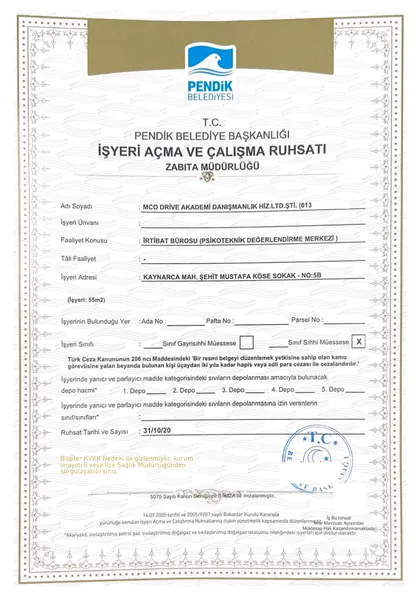 İşyeri açma ve çalışma ruhsatı - Pendik Belediyesi