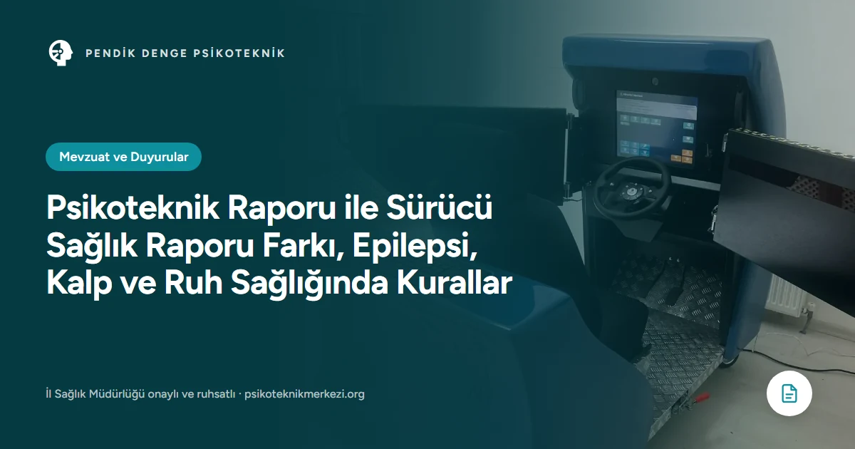 Psikoteknik Raporu ile Sürücü Sağlık Raporu Farkı, Epilepsi, Kalp ve Ruh Sağlığında Kurallar - Pendik Denge Psikoteknik Merkezi