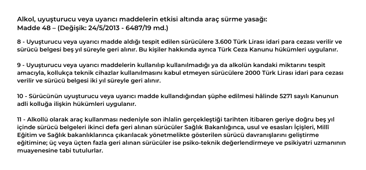 2024 Alkol Psikoteknik Belgesi alımı ve Ehliyete el konulması hakkında 2918 sayılı kanun maddeleri