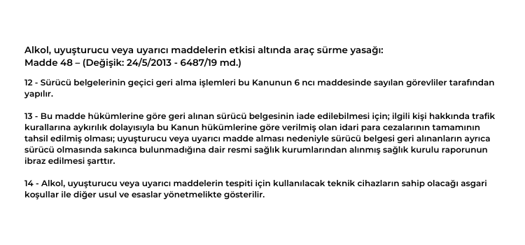 2024 Alkol Psikoteknik Belgesi alımı ve Ehliyete el konulması hakkında 2918 sayılı kanun maddeleri